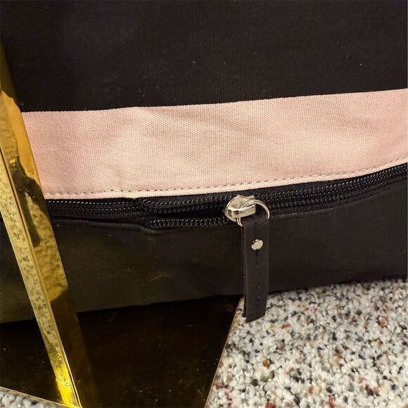 Victoria's Secret Expandable Weekender Tote Bag Pink/Black Stripe - Picture 6 of 8
